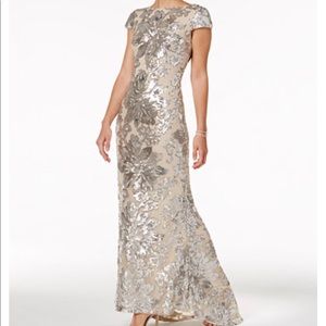 Calvin Klein Embellished Cowl-Back Gown